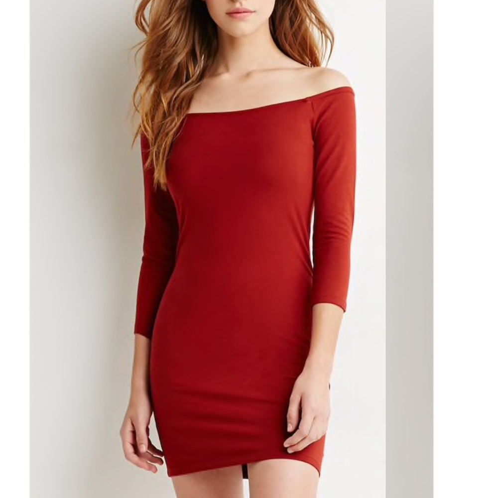 Off-The-Shoulder Red Bodycon Dress